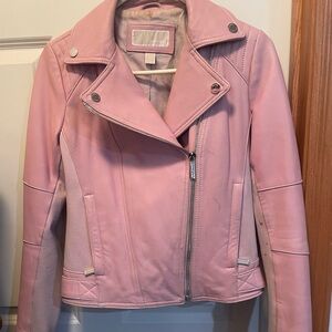 Michael Kors Pale Pink Leather Moto Jacket